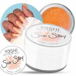 Yoshi Builder Gel Sea Story Coral Coast Żel UV LED budujący samopoziomujący do paznokci z drobiną 15ml