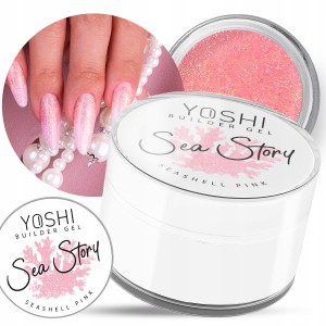 Yoshi Builder Gel Sea Story Seashell Pink Żel UV LED budujący samopoziomujący do paznokci z drobiną 15ml