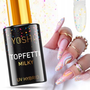 Yoshi Top Topfetti Milky do lakierów hybrydowych z kolorowym konfetti 10ml
