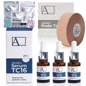 Arkada Zestaw: Serum kolagenowe TC16 11ml 3 sztuki + Podo Tape Taśma tapingowa 2,5cm x 5m + 3 próbki