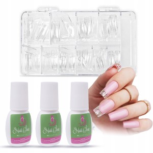 Profesjonalny zestaw do przedłużania paznokci - 500x tipsy clear DK + 3x klej