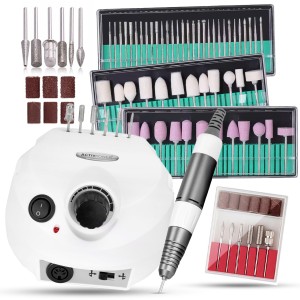 Zestaw do paznokci - frezarka J202 65W biała + mega zestaw frezów