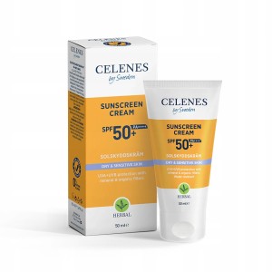 Celenes by Sweden Herbal Dry & Sensitive Skin Sunscreen Cream SPF50+ Krem przeciwsłoneczny do opalania wodoodporny do skóry suchej i wrażliwej 50ml