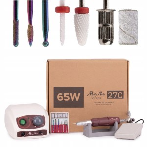 Molly Nails Frezarka do manicure i pedicure 270 Strong biała 65W + zestaw frezów