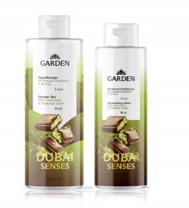 Dubai Senses Luksusowy zestaw - pielęgnacja o zapachu czekolady i pistacji: żel pod prysznic 400ml + balsam do ciała 300ml