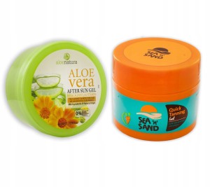 Grecki zestaw do opalania: Sea 'n' Sand Przyspieszacz opalania w żelu bez filtrów UV 170ml + Aloe Natura Nawilżający żel po opalaniu aloes i nagietek 200ml