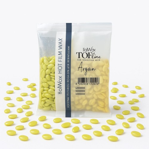 ItalWax Top Formula Argan Film wax - hipoalergiczny niskotemperaturowy wosk do skóry wrażliwej w granulkach dropsach do depilacji bezpaskowej 100 gram.jpg.jpg