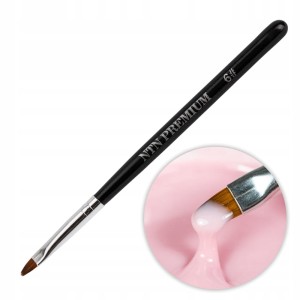 NTN Pędzelek drewniany do żelu i akrylożelu czarny owalny rozmiar 6