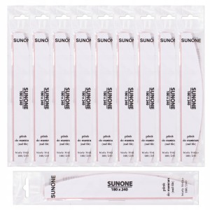 Sunone Pilnik do paznokci łódka półksiężyc szary zebra slim gradacja 180/240 Bezpieczny Pakiet 10 sztuk