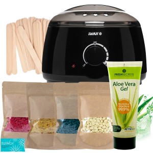 ItalWax Zestaw do depilacji - podgrzewacz Black 100W + 4x wosk twardy 100g + talk + szpatułki + żel aloesowy 230ml