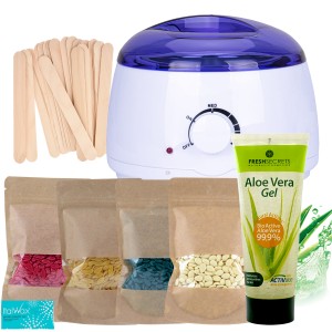 ItalWax Zestaw do depilacji - podgrzewacz White Blue 100W + 4x wosk twardy 100g + talk + szpatułki + żel aloesowy 230ml