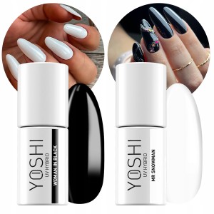 Yoshi Zestaw 2x lakier hybrydowy 6ml do paznokci - biały + czarny