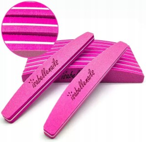 IsabelleNails Polerka buffer do paznokci łódka półksiężyc gradacja 180/240 różowa 10 sztuk