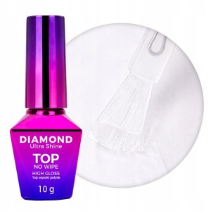 Molly Nails Diamond Ultra Shine Top No Wipe High Gloss Top o wysokim połysku bez przemywania do paznokci 10g