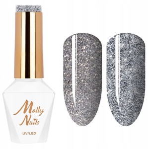Molly Nails Flashing Lights Nr 565 Metal Mind HEMA/Di-HEMA Free Brokatowy lakier hybrydowy LED/UV Gel Polish 8g