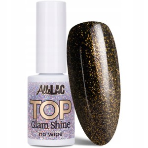 AlleLac Top Glam Shine No Wipe Gold Brokatowy top bez przemywania do paznokci 7g
