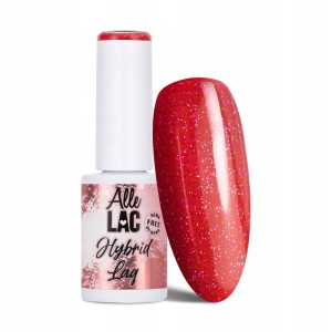 AlleLac Hybrid Lag Gel Polish Reds Flash Glitter Raspberry Czerwony brokatowy lakier hybrydowy do paznokci HEMA/Di-HEMA Free 6g