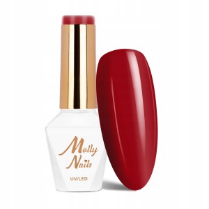 Molly Nails Hearts & Kisses Nr 192 Perfect Love Gel Polish HEMA/Di-HEMA Free Czerwony lakier hybrydowy LED/UV 8g