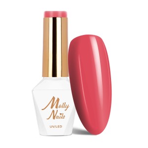 Molly Nails Hearts & Kisses Nr 193 Dark Raspberry Gel Polish HEMA/Di-HEMA Free Czerwony lakier hybrydowy LED/UV 8g