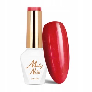 Molly Nails Hearts & Kisses Nr 197 Dazzling Kisses Gel Polish HEMA/Di-HEMA Free Czerwony lakier hybrydowy LED/UV 8g