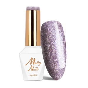 Molly Nails Sensual Nr 206 Florence Gel Polish HEMA/Di-HEMA Free Fioletowy brokatowy lakier hybrydowy LED/UV 8g