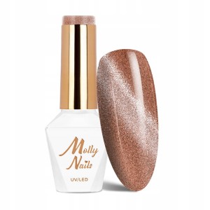 Molly Nails Cat Eye Womanity Nr 445 Wood Gel Polish LED/UV HEMA/Di-HEMA Free Złoty lakier hybrydowy z efektem kociego oka 8g