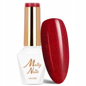 Molly Nails Elite Women 40 Russian Glitter Gel Polish HEMA/Di-HEMA Free Czerwony lakier hybrydowy z drobinkami LED/UV 8g