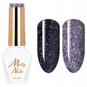 Molly Nails Flashing Lights 3 Nr 614 Into the Darkness HEMA/Di-HEMA Free Brokatowy lakier hybrydowy LED/UV Gel Polish 8g
