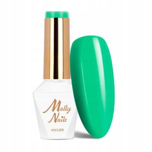 Molly Nails Green Party 84 Crystal Grass Gel Polish HEMA/Di-HEMA Free Zielony lakier hybrydowy LED/UV 8g