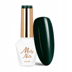 Molly Nails Green Party 87 Deep Green Gel Polish HEMA/Di-HEMA Free Zielony lakier hybrydowy LED/UV 8g