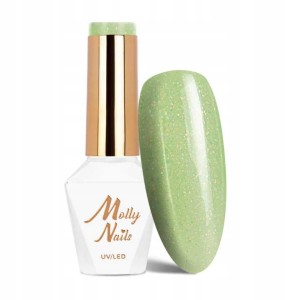 Molly Nails Green Party 81 Glitter Green Gel Polish HEMA/Di-HEMA Free Zielony brokatowy lakier hybrydowy LED/UV 8g