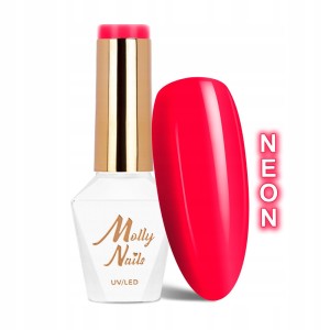 Molly Nails Neons 76 Pinky Red Gel Polish HEMA/Di-HEMA Free Różowy neonowy lakier hybrydowy LED/UV 8g