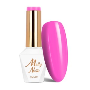 Molly Nails Power Flower 724 Fuchsia Gel Polish HEMA/Di-HEMA Free Różowy lakier hybrydowy LED/UV 8g