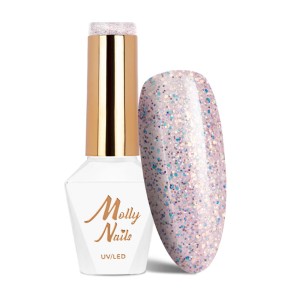 Molly Nails Spotlight 631 Dreamer Gel Polish HEMA/Di-HEMA Free Różowy lakier hybrydowy z drobinkami LED/UV 8g