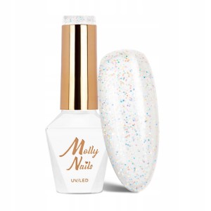 Molly Nails Winter Crystalize 220 Morning Light Gel Polish HEMA/Di-HEMA Free Biały  brokatowy lakier hybrydowy LED/UV 8g
