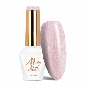 Molly Nails Winter Crystalize 223 Sugar Blush Gel Polish HEMA/Di-HEMA Free Różowy brokatowy lakier hybrydowy LED/UV 8g