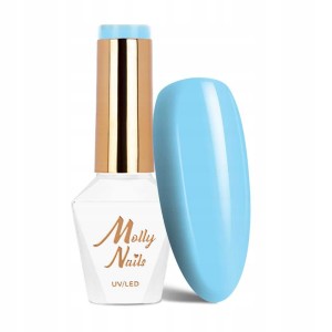 Molly Nails Yoghurt 124 Tempting Foam Gel Polish HEMA/Di-HEMA Free Niebieski lakier hybrydowy LED/UV 8g
