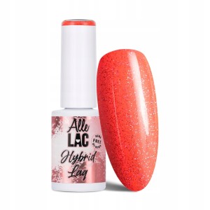 AlleLac Hybrid Lag Gel Polish Oranges Flash Glitter Orange Pomarańczowy neonowy brokatowy lakier hybrydowy do paznokci HEMA/Di-HEMA Free 6g