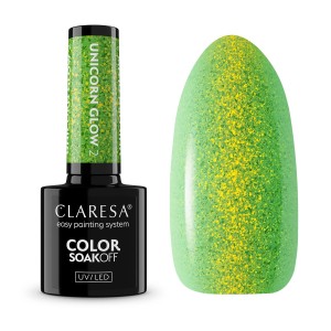 Claresa Unicorn Glow 2 Zielony brokatowy lakier hybrydowy do paznokci 5g