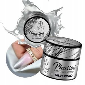 Boska Nails Picassini Metalic Paint Gel Silverinio Srebrny żel do zdobień paznokci Nail Art 5ml
