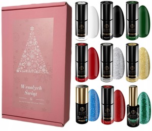 Boska Nails Świąteczny zestaw do paznokci hybrydowych lakiery 9 sztuk + słodkości gratis