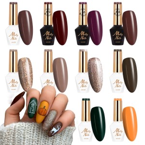 Molly Nails Świąteczny zestaw do paznokci hybrydowych lakiery 10 sztuk na święta i nowy rok