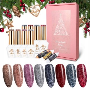 Molly Nails Flash Świąteczny zestaw do paznokci hybrydowych lakiery 8 sztuk + słodkości gratis