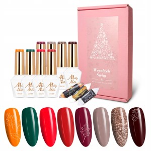 Molly Nails Fall & Holiday Świąteczny zestaw do paznokci hybrydowych lakiery 8 sztuk + słodkości gratis