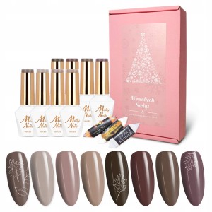 Molly Nails Świąteczny zestaw do paznokci hybrydowych lakiery 8 sztuk kolekcja jesienno zimowa + słodkości gratis