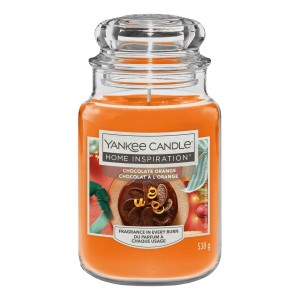 Yankee Candle Home Inspiration Chocolate Orange - Duża świeca zapachowa 538g palenie 90-120 godzin trzypoziomowe nuty Limonka, Drzewo gwajakowe, Gorzka czekolada