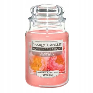 Yankee Candle Home Inspiration Coral Peony - Duża świeca zapachowa 538g palenie 90-120 godzin trzypoziomowe nuty Liść bananowca, Plumeria, Piżmo