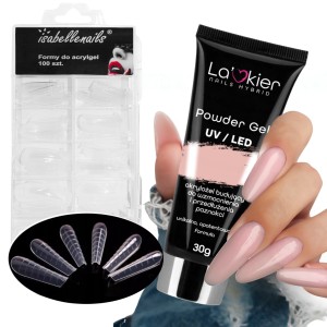 La’kier Zestaw do przedłużania paznokci - akrylożel 30g Nude + formy Ballerina 100 sztuk