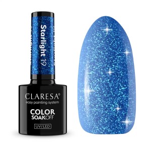 Claresa StarLight 19 Niebieski brokatowy lakier hybrydowy do paznokci 5g