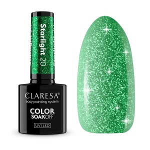 Claresa StarLight 20 Zielony brokatowy lakier hybrydowy do paznokci 5g